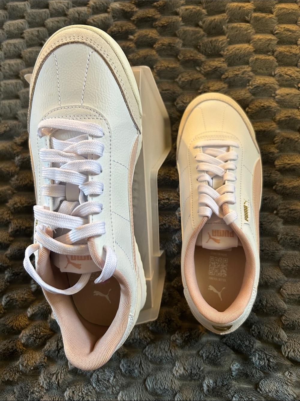 Puma White Sneakers with Light Pink Accents